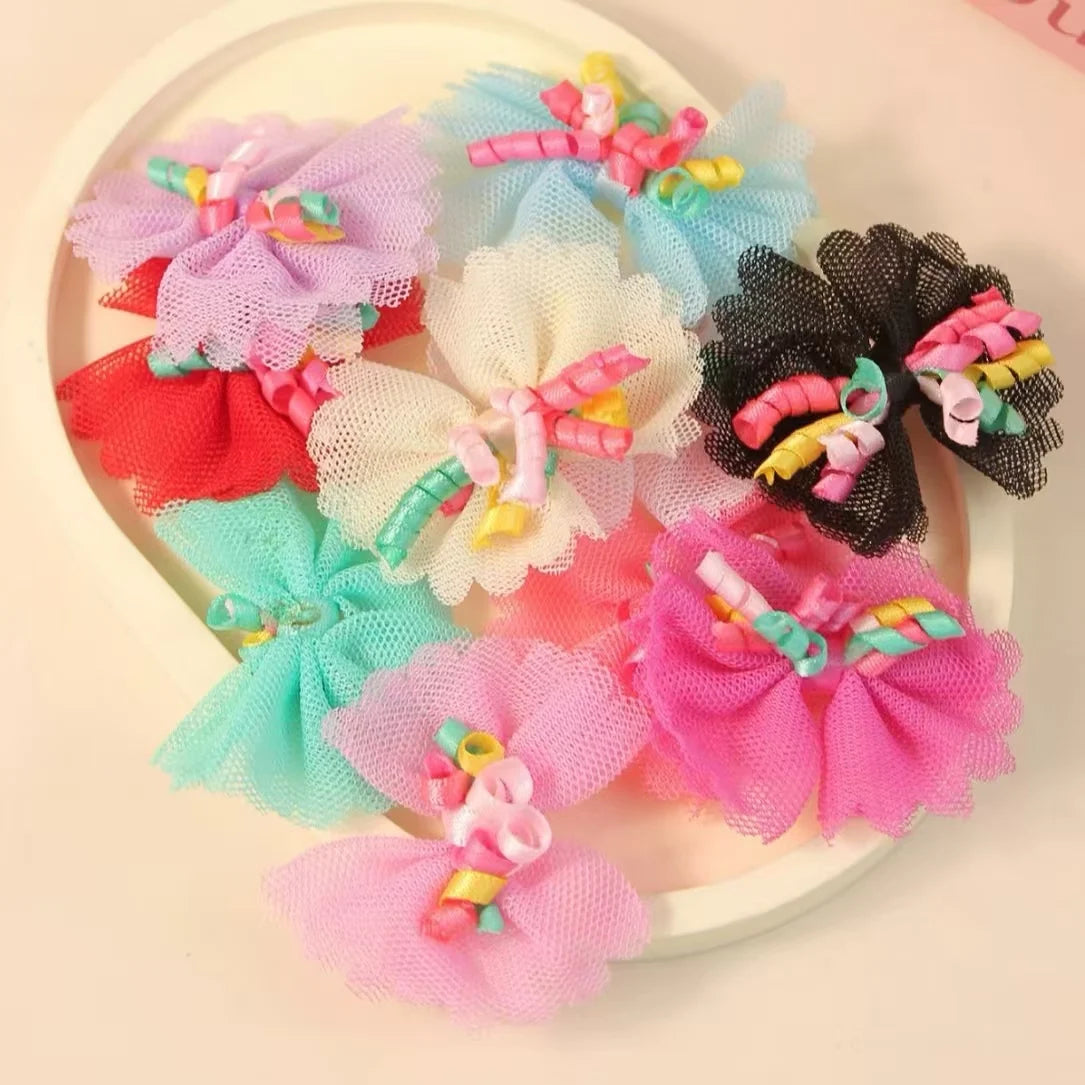 5/10/20pcs Lace Dog Hairbows Dog Bows With Volumes Ribbon Grooming Pet Hair Bowknot With Rubber Bands For Small Dog Pet Products