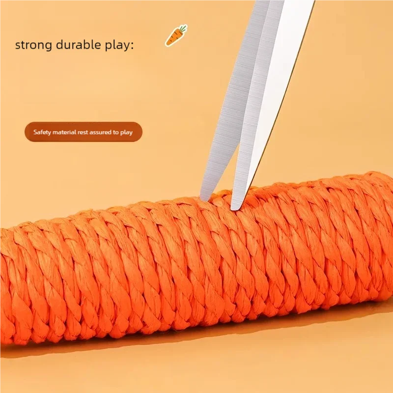 Cat Toy Carrot Sound Bite Resistant Paper Rope Clean Teeth Interactive Chew Toys Cat Kitten Built-in Bell Small Animals Pet Toys