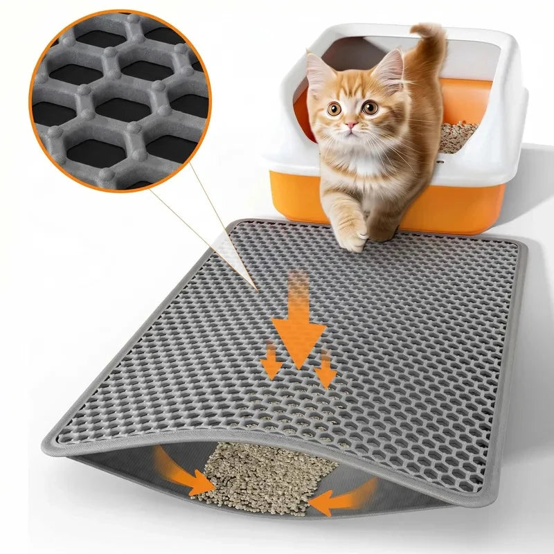 Pet Cat Litter Mat Waterproof Double Layer Cat Litter Trapping Clean Pad Litter Box Mat Products For Cats Pet Accessories