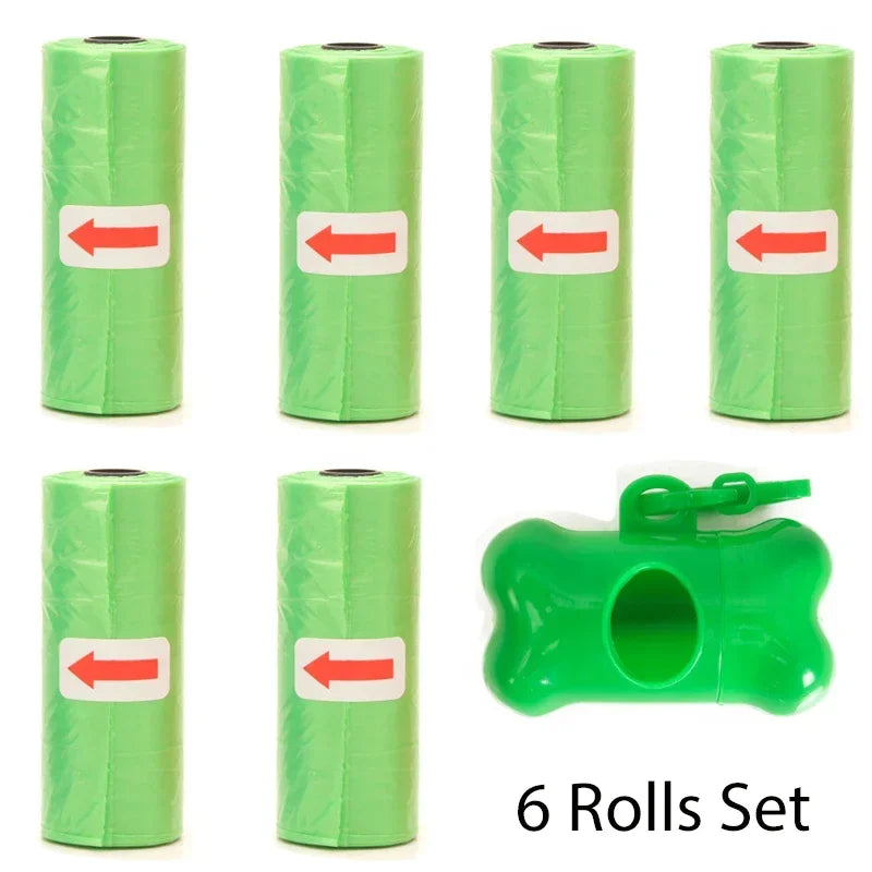 Disposable Pet Poop Bags Dog Poop Bag Bone Dispenser with Leash Clip Puppy Dog Products Supplies 5Roll(75Pcs) Bags