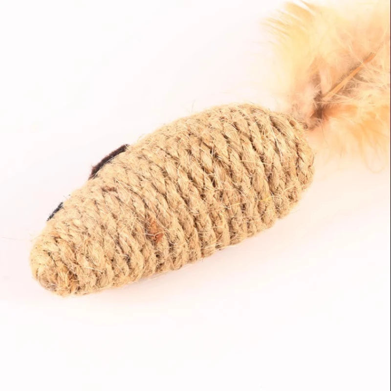Cat Chew Toy Bite Resistant Mouse Feather Kitten Toy Teeth Cleaning Interactive Cat Teasing Sticks Toy Supplies