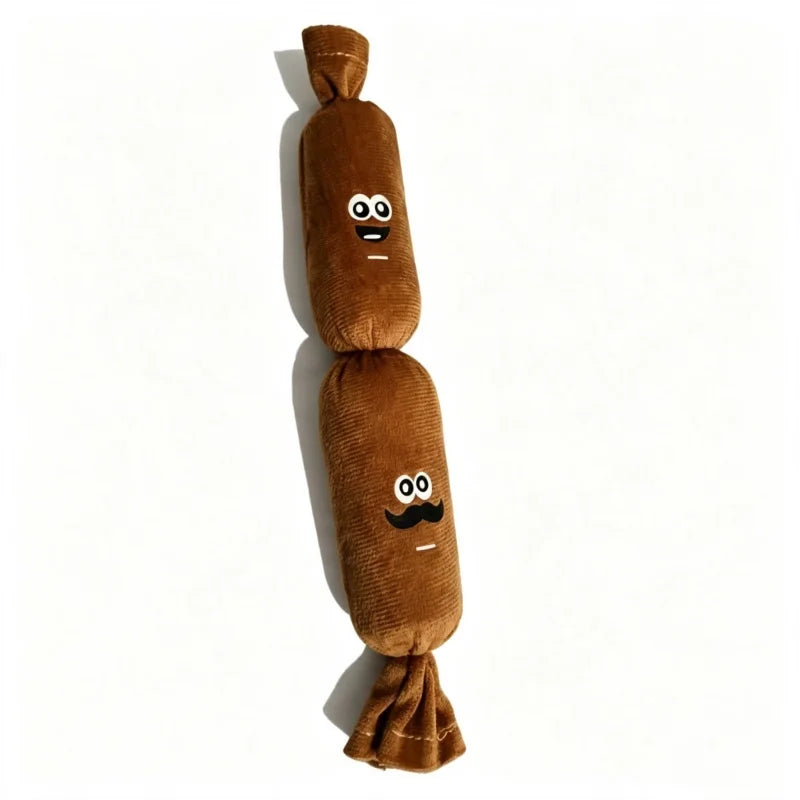 Sausage Shape Plush Dog Squeaky Toy Cute Emoji BB Squeaker Pet Chew Toy For Puppy Dogs Boredom Relief Interactive Teething Play