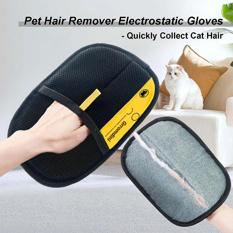 New Electrostatic Pet Hair Removal Glove Fur Cleaning Grooming Accessory Suitable For Cats Dogs Pet Care Supplies
