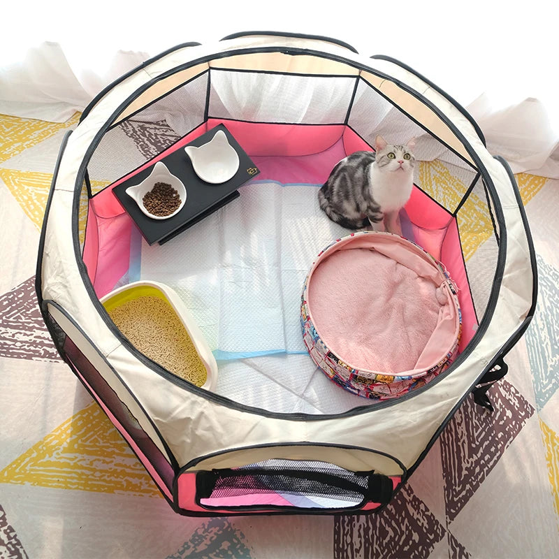 Folding Pet Tent Dog House Camping Accessories Pet Cage Octagonal Cage Fence Outdoor Playpen Puppy Shelter
