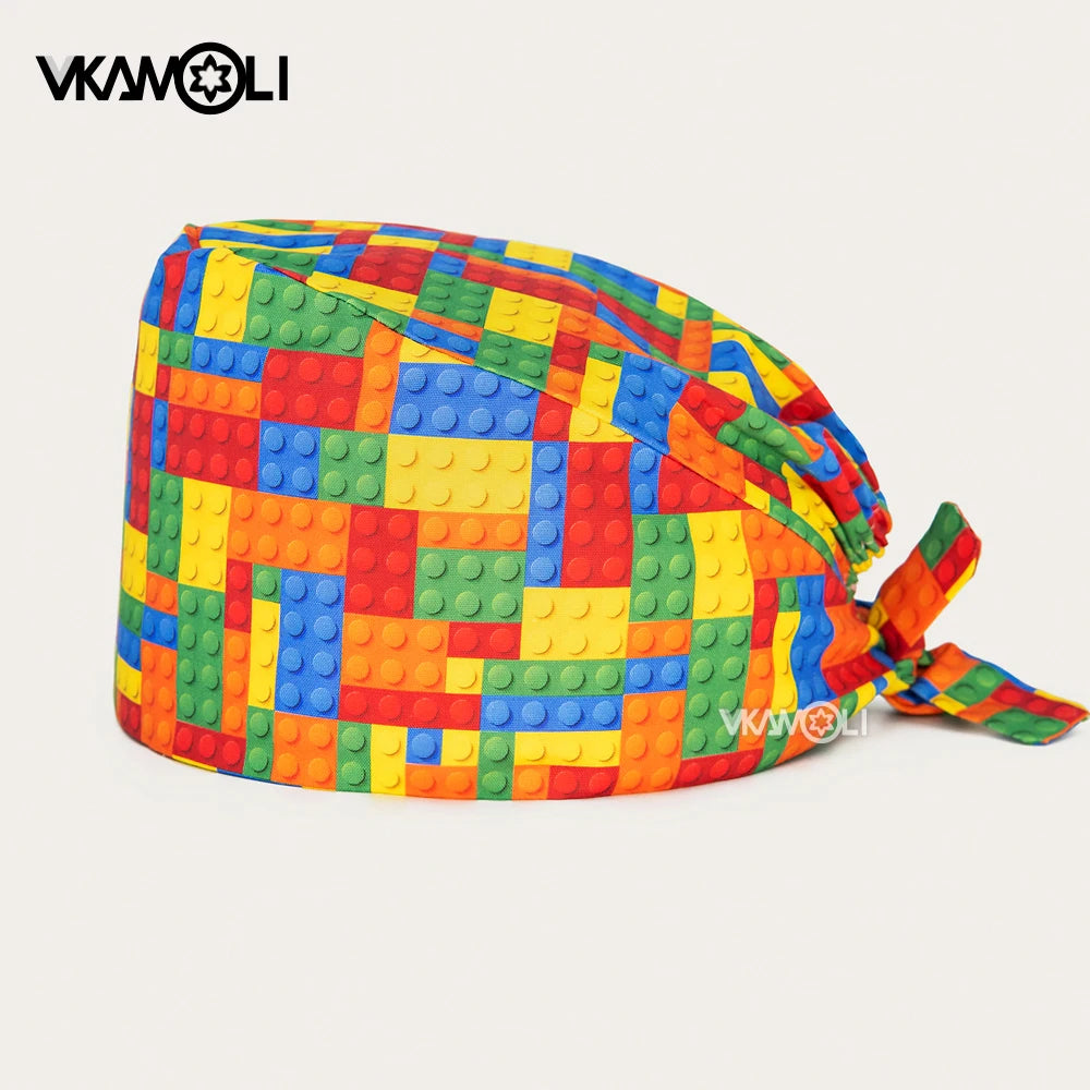 Gorro Clínicos Cartoon Printing Scrubs Caps Surgery Hat Men Nurse Scrubs Cap Pet Clinic Work Hat Medical Scrub Hats