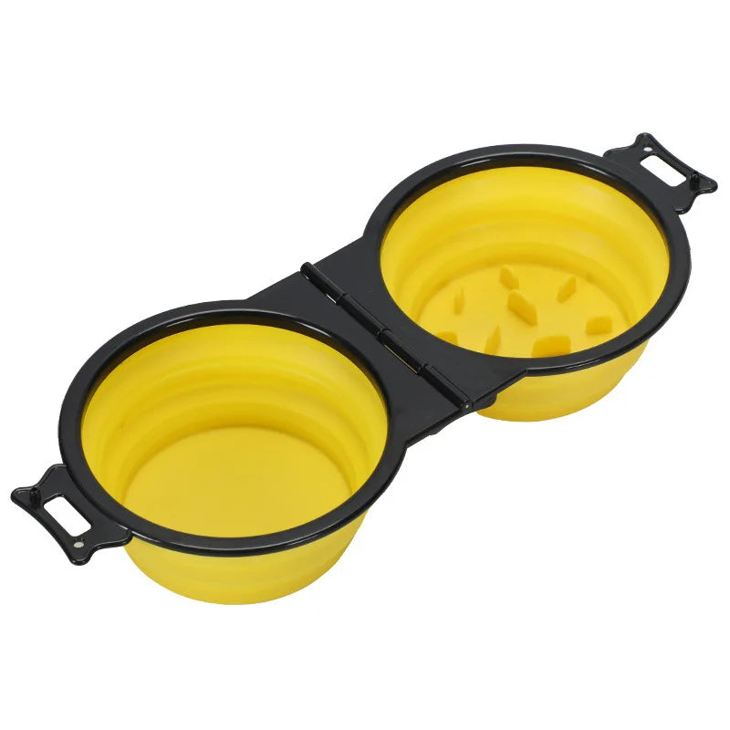 1-piece 2-in-1 Foldable Dual Bowl Feeding Bowl Portable Outdoor Travel Dog Cat Drinking Bowl Pet Supplies Outdoor Feeding Water