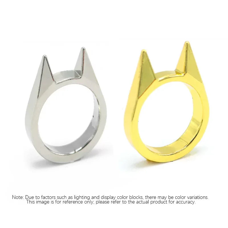 Women Men Cute Cat Ear Rings Self Defense Rings Metal Knuckle Window Breaker Escorts Attack Rings Unisex Jewelry Accessories