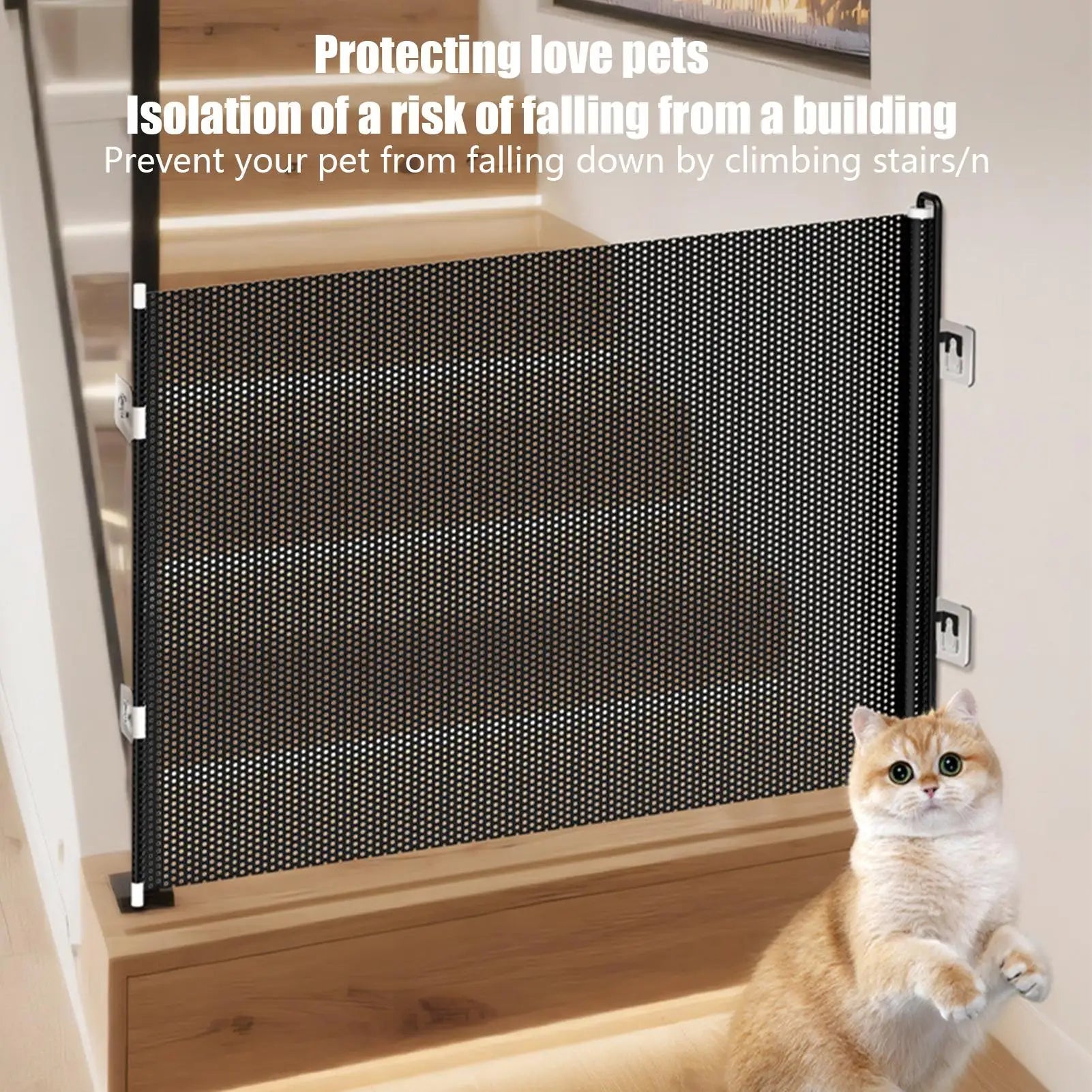 Retractable Dog Gate Kitten Safety Barrier Cat Safety Door Barrier for Home Apartment Office Doorways Hallway Stairs Kitchen