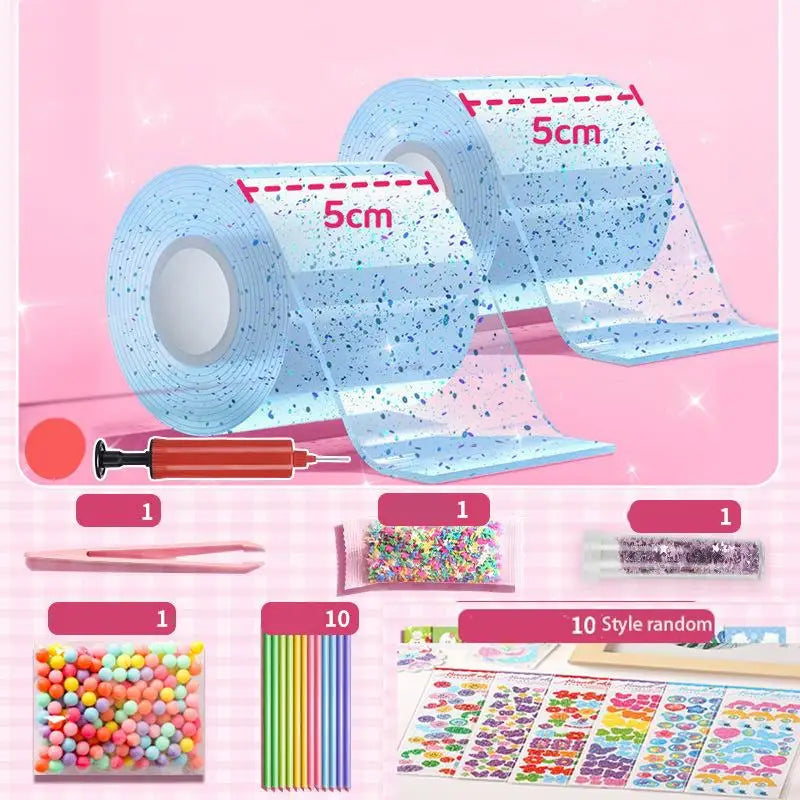 PET Nano Glue Knead Music Double Sided Tape Blow Bubbles Full Set Of Nano Tape Bubble Blowing Decompression Toy Stickers
