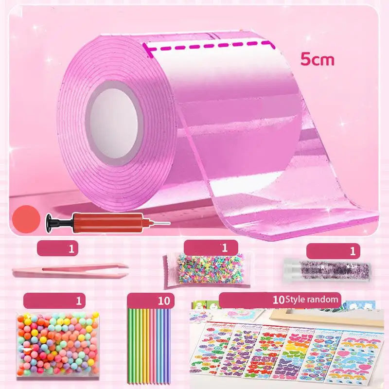 PET Nano Glue Knead Music Double Sided Tape Blow Bubbles Full Set Of Nano Tape Bubble Blowing Decompression Toy Stickers
