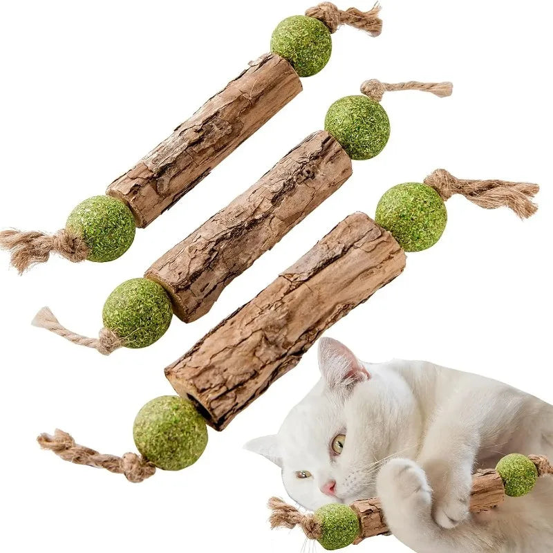 3pc Pure Natural Catnip Cat Molar Teething Stick Cat Cleaning Teeth Silvervine Fruit Matatabi Cat Snack Stick