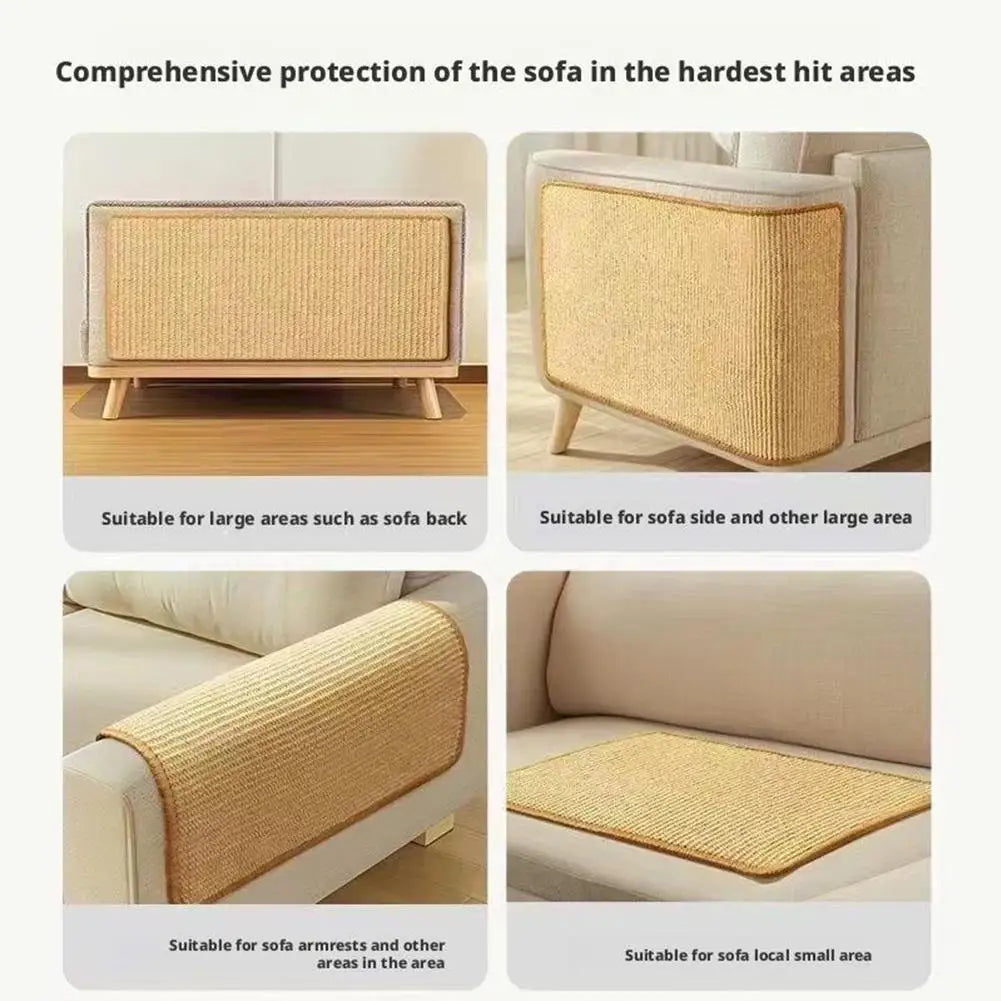 Self-adhesive Sisal Cat Scratch Pads Sofa Anti-scratch Claw Grinding Pads Scratch Board Wall Stickers Cat Pet Accessories