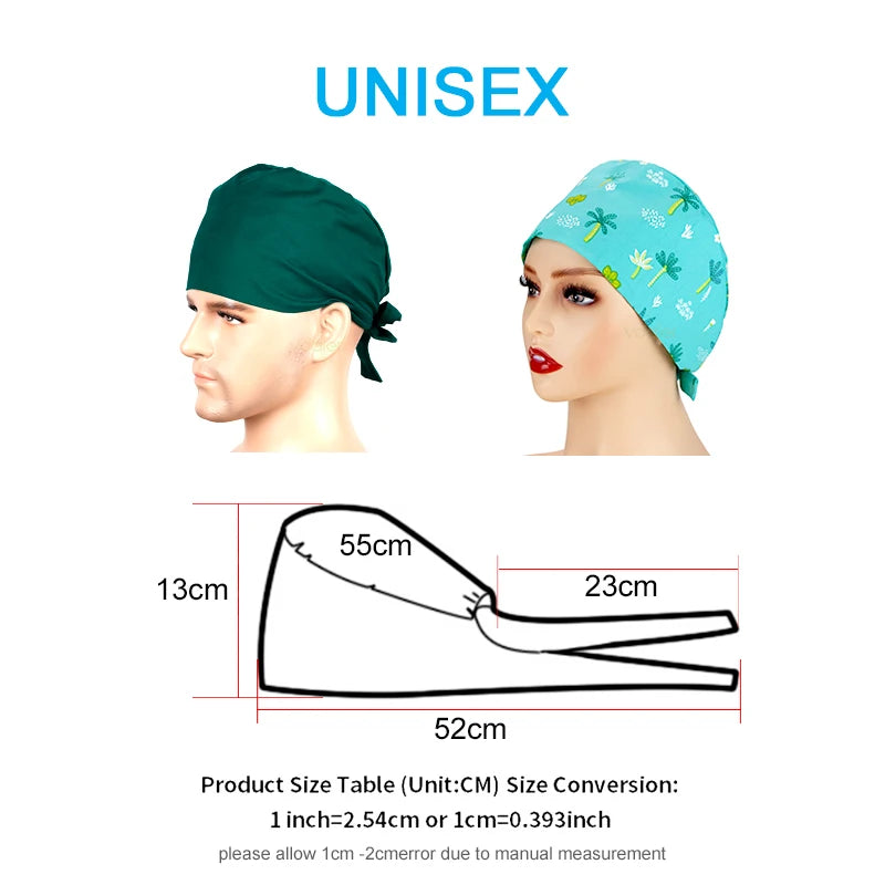 Cloud Printing Man and Womens Scrubs Caps Pet Grooming Agency Work Scrubs Breathable Lab Hat Sgorro Enfermera Nursing Cap