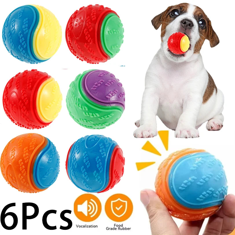 6Pcs Dog Squeaky Balls Toys Interactive Soft TPR Dogs Chew Toy for Pet Teeth Cleaning Bite Resistance Pet dogs accessories
