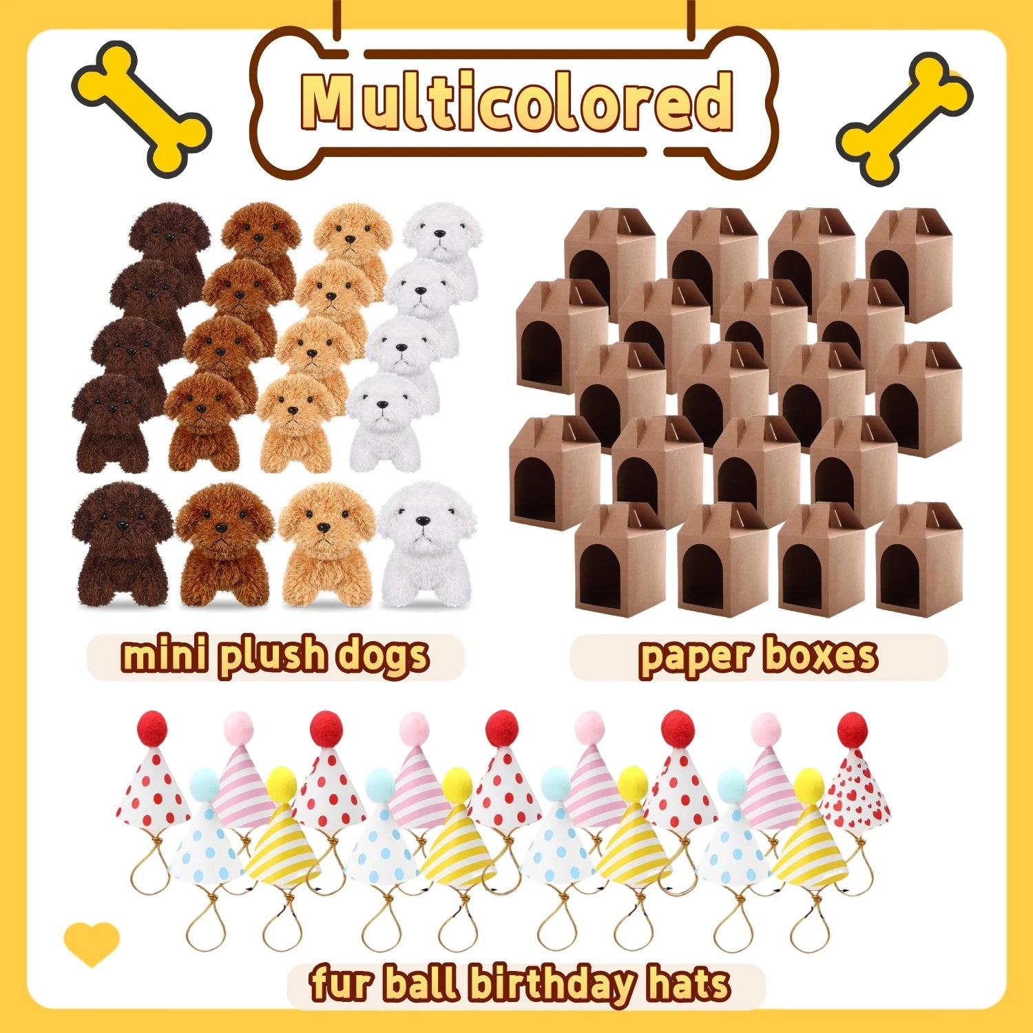 12-80Set Mini Plush Puppy Stuffed Dogs Adopt A Pet Dog Party Favors Goodie Bags, Animals Bulk Gift Toys