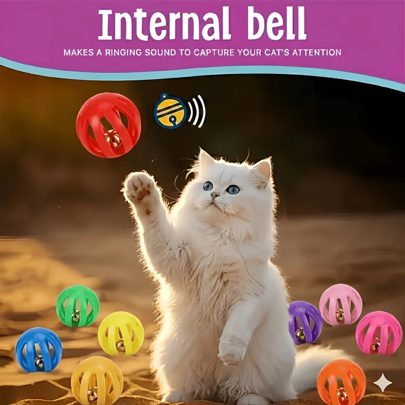 5pcs Random colors Cat Openwork Bell Ball  Interactive Toy  The Perfect Indoor Entertainment Toy for Cats  Durable and Safe