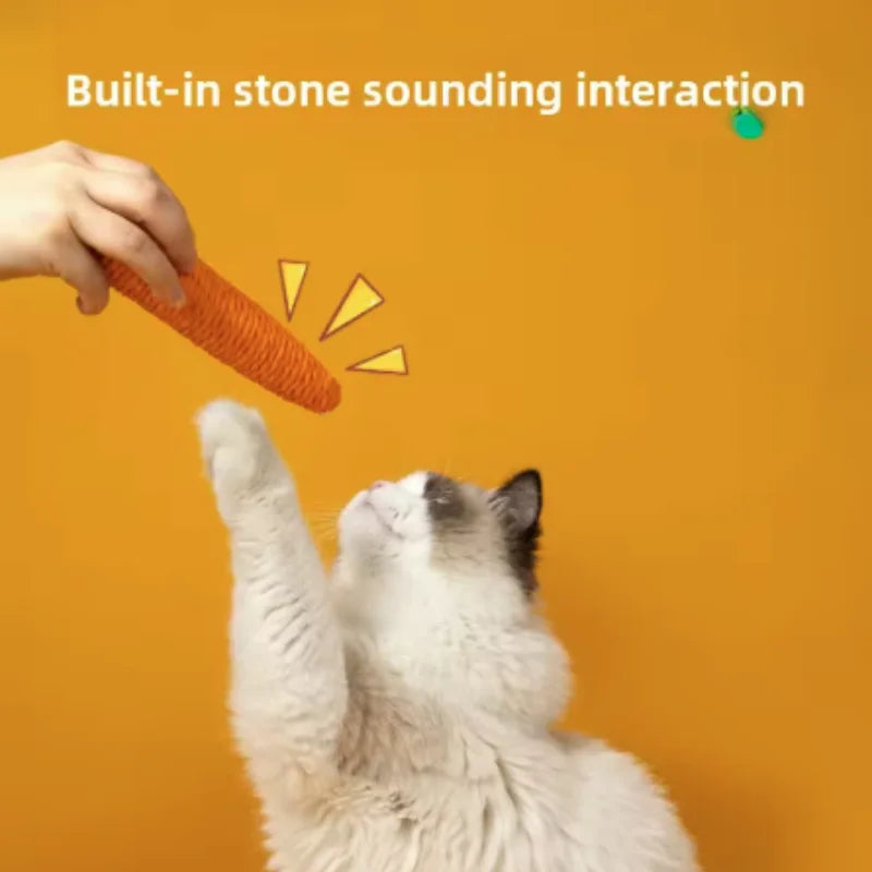 Fun Cat Teething Stick Sound Carrot Cuddle Toy Anti-Bite Scratch Board Pet Supplies for Interactive Entertainment