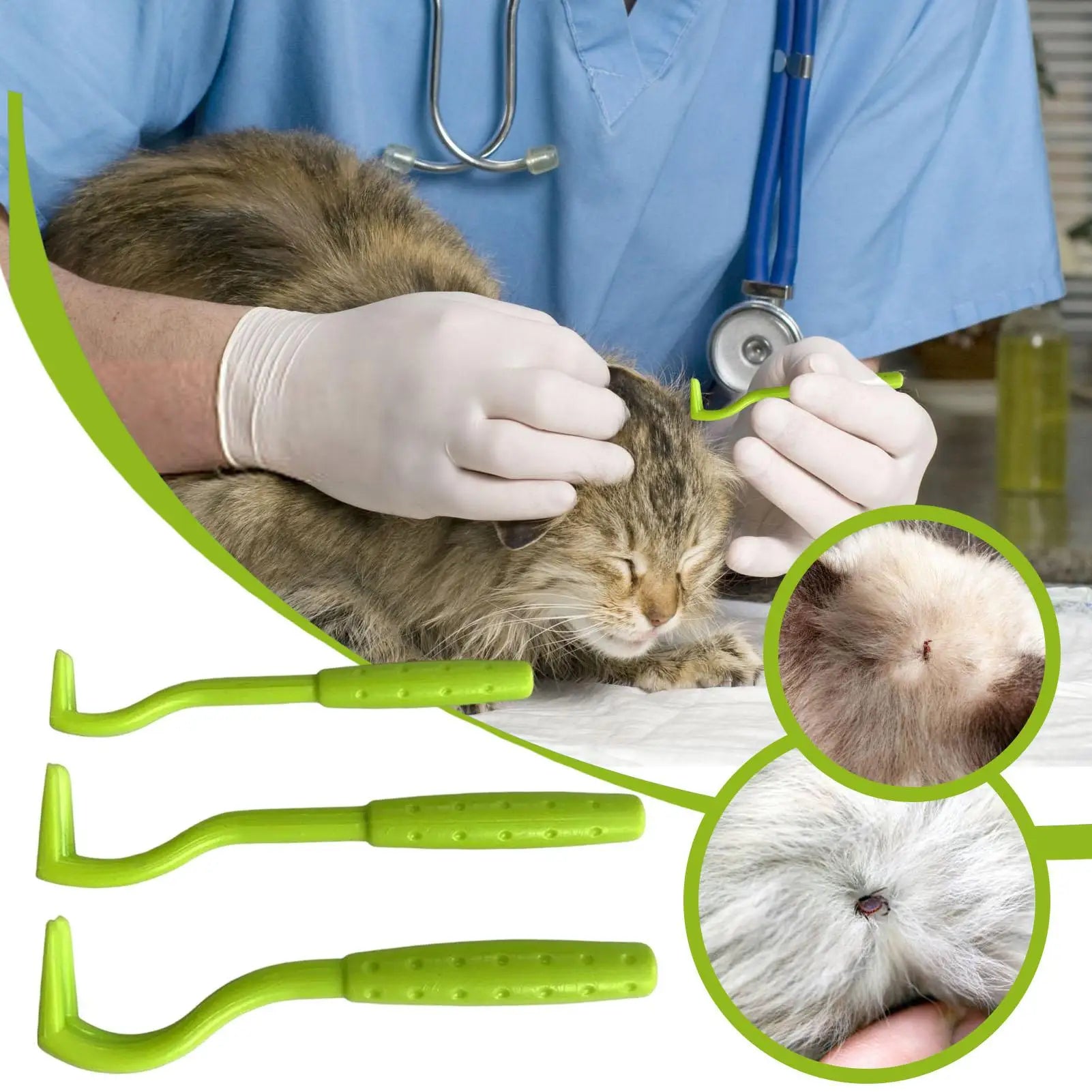 3pcs Remover Tweezer Tick Flea Remover Hook Tick Pull Pet Cat Dog Tick Clamp Accessories Pet Mite Flea Extractor Dog Accessory