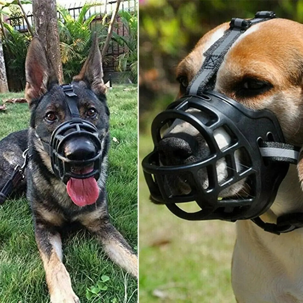 Durable Anti-Biting Adjustable Dog Muzzle Can Drink Water With Reflective Strip Dog Mouth Cover Plastic Breathable Pet Muzzle