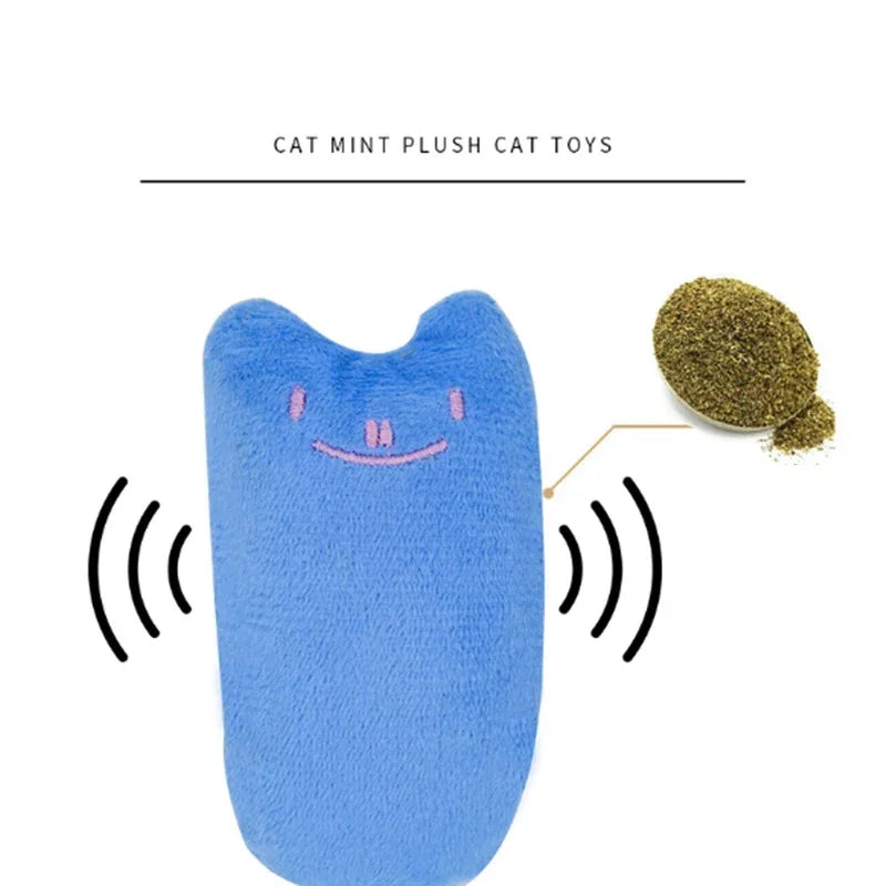 Interactive Mini Cat Toy Cute Plush Funny Squeaky Catnip Chew Toy for Kittens Pet Accessories Teeth Grinding & Interactive Play