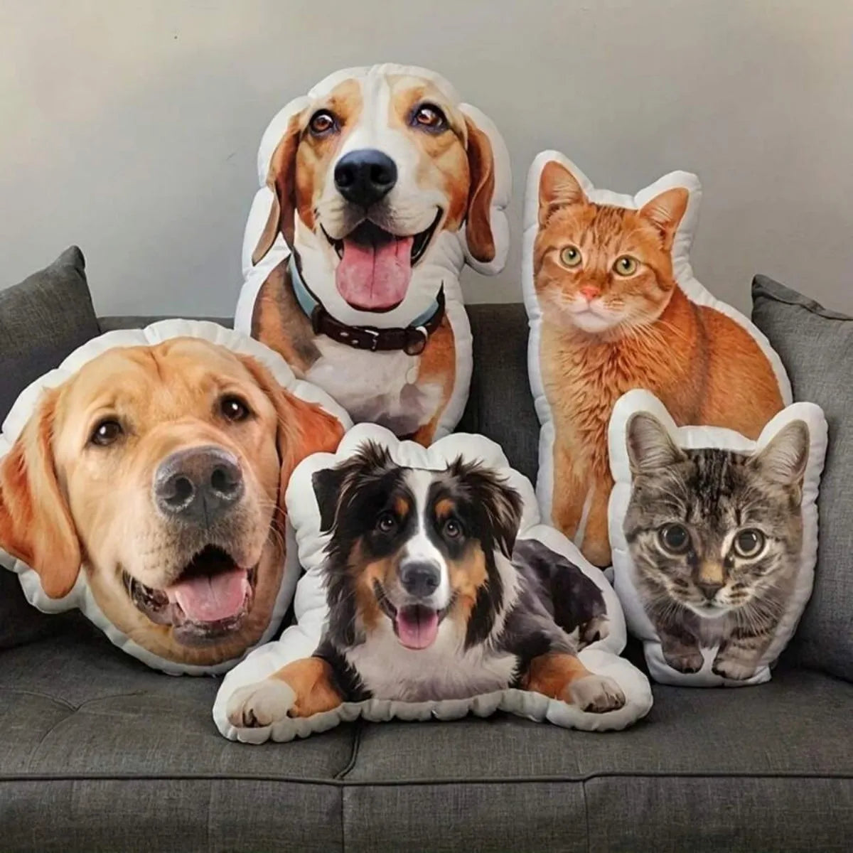 Custom Ugly Cat Dog Zany 3D Shape Pillow Personalized Pet Pillow from Photo Pet Loss Memorial Gift Stuffed Toys Dolls