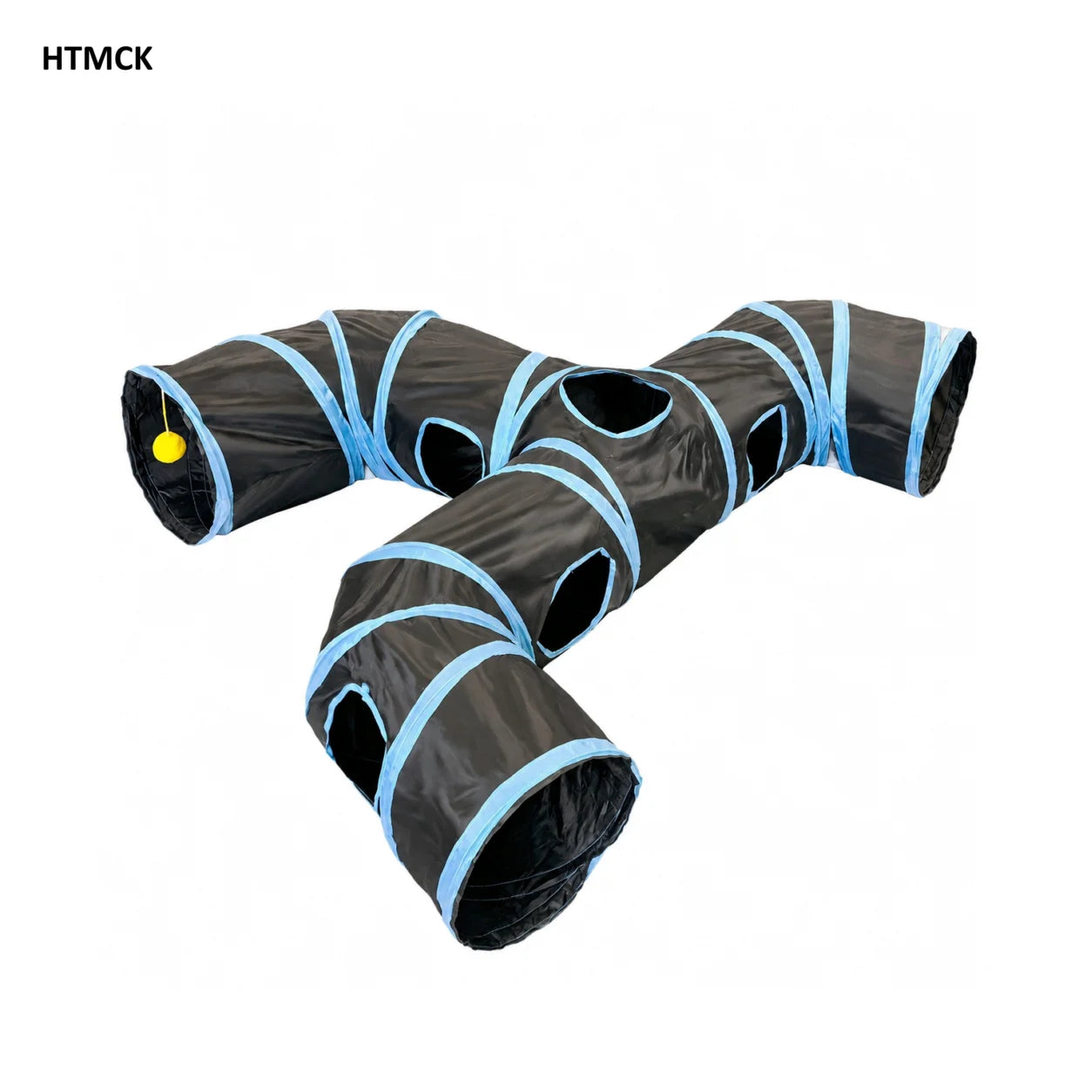 HTMCK New Design Extended Black Three-Way Cat Tunnel Toy, New Shaped Faucet Pet Passage Cat Toy, Rolling Dragon Toy