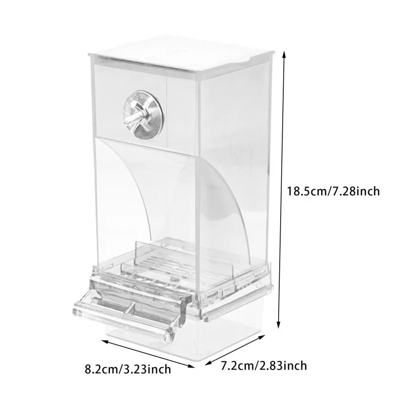 B-Parrot Feeder Anti-Spill Transparent Bird Food Box Clear Feeding Device for Parrots Durable Bird Feeding Box