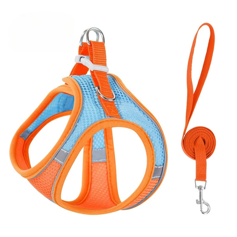 Cat Harness Vest Chest Rope Set with 1.5m Rope Reflective Breathable Adjustable Pet Harness for Small Medium Dog Outdoor Walking