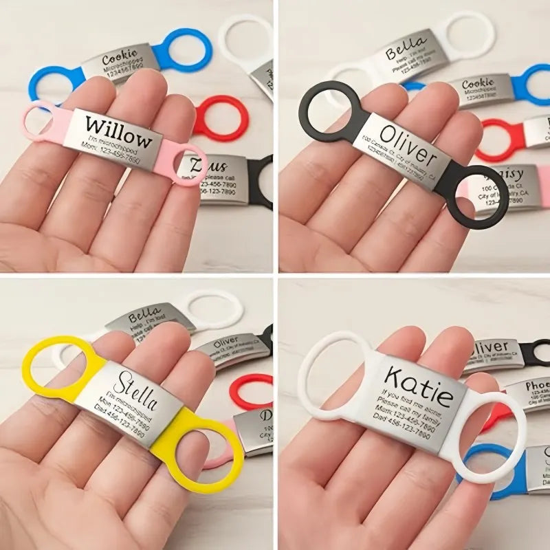 Custom Cat Dog ID Personalized Pet Collar Tag Engraving Charm Name Pendant Bone Necklace Puppy Stainless Steel Pet Accessories