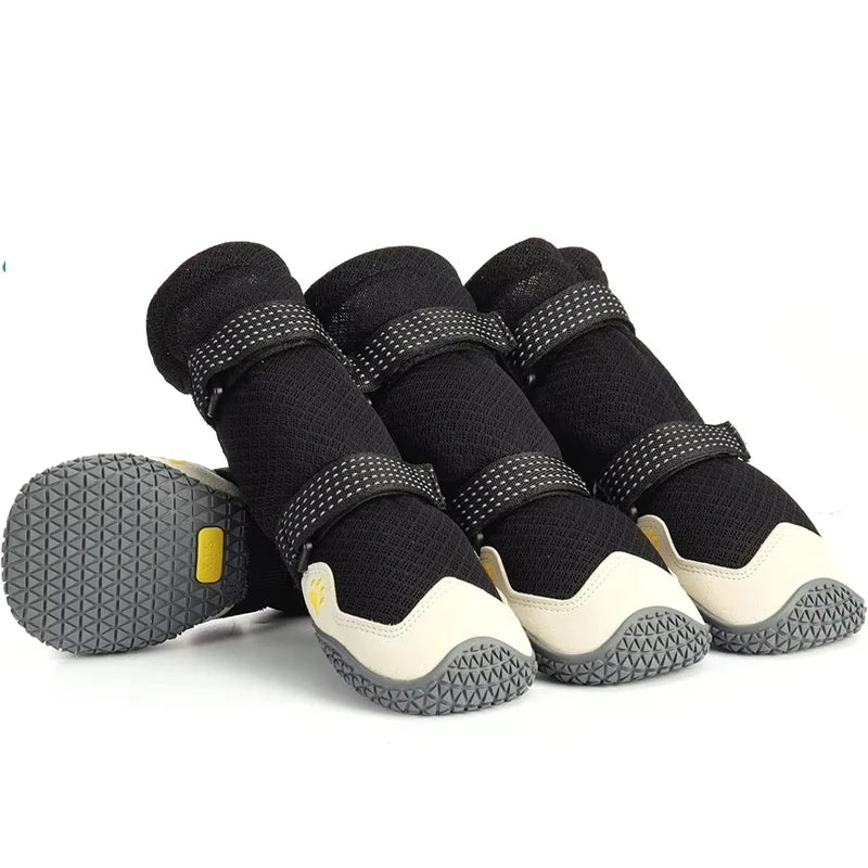 4pcs Breathable Dog Shoes Outdoor Rubber Dog Boots Breathable Warm Reflective Tape Dog Shoes Comfortable Non Slip Pet Product