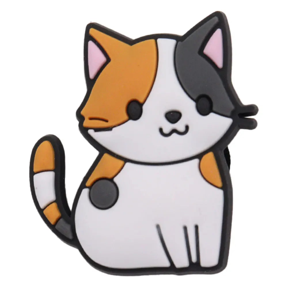 1-17PCS PVC Kawaii Animal Cat Mom Sandal Shoe Decoration Buckle Charms Fit Wristbands Hole Slipper Accessories Kid Xmas Gift