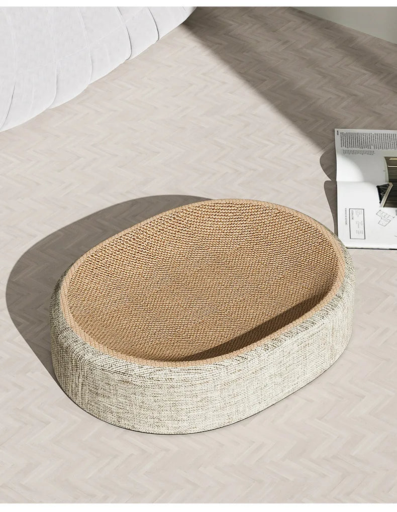 HTMCK2in1 Cat Scratching Board And Nest Oval Corrugated Paper Wear-Resistant Claw Grinding Toy Protect Furniture Cat Accessories