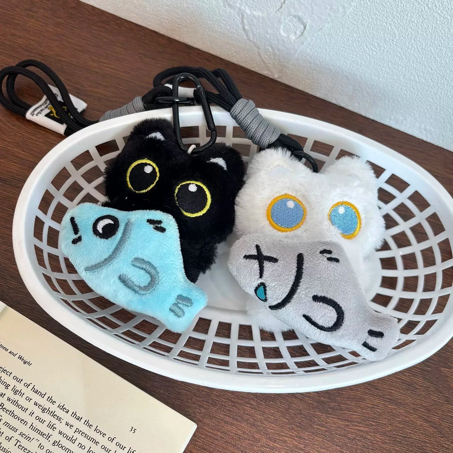 Yupsk 6/1pcs Cute Plush Black Cat Doll Toy Keychain Bag Pendant Charms Kawaii Keyring Accessories For Women Couples Gift