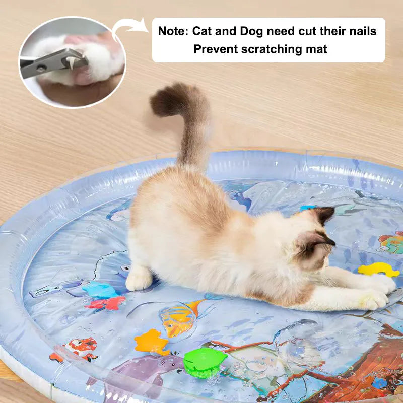 Water Sensory Play Mat Thickened Inflatable Water Mat For Cat And Dog Pet Playmat With Fish Sea Ocean Sensory Toy Water Cooling