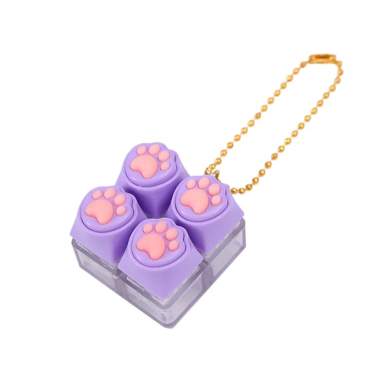 Cute Cat Paw Silicone Fidget Keychain Stress Relief Toy Portable Decor Gift For Mechanical Keyboard Lovers