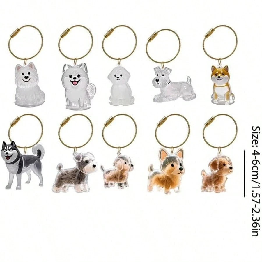 Clear Pet Hair Memorial Capsule DIY Dog Fur Keepsake Pendant for Keychain Puppy Hair Storage Container for Pet Lovers Gift