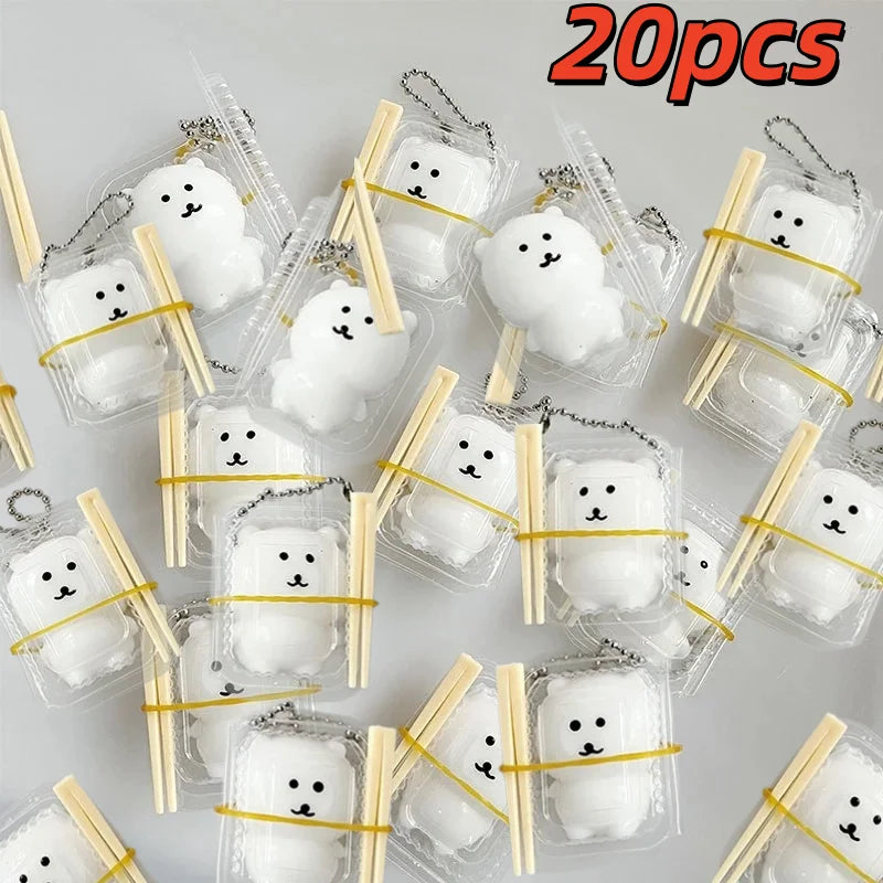 Joke Bear Anime Pinch Squeeze Lunch Box Keychain Cute Polar bear Bag Pendant Kawaii Soft Stuffed Squishy Toys Birthday Gift