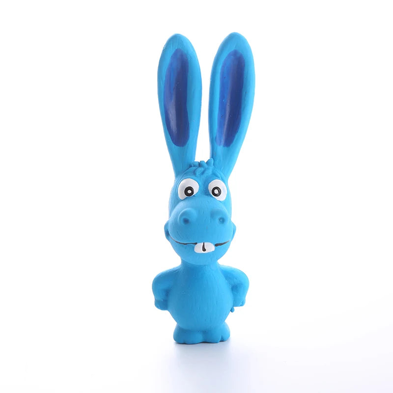 Dog Latex Chew Toy Naughty Rabbit Squeaky Long Ears Natural Rubber Puppy Teething Durable Pet Play Bite Proof