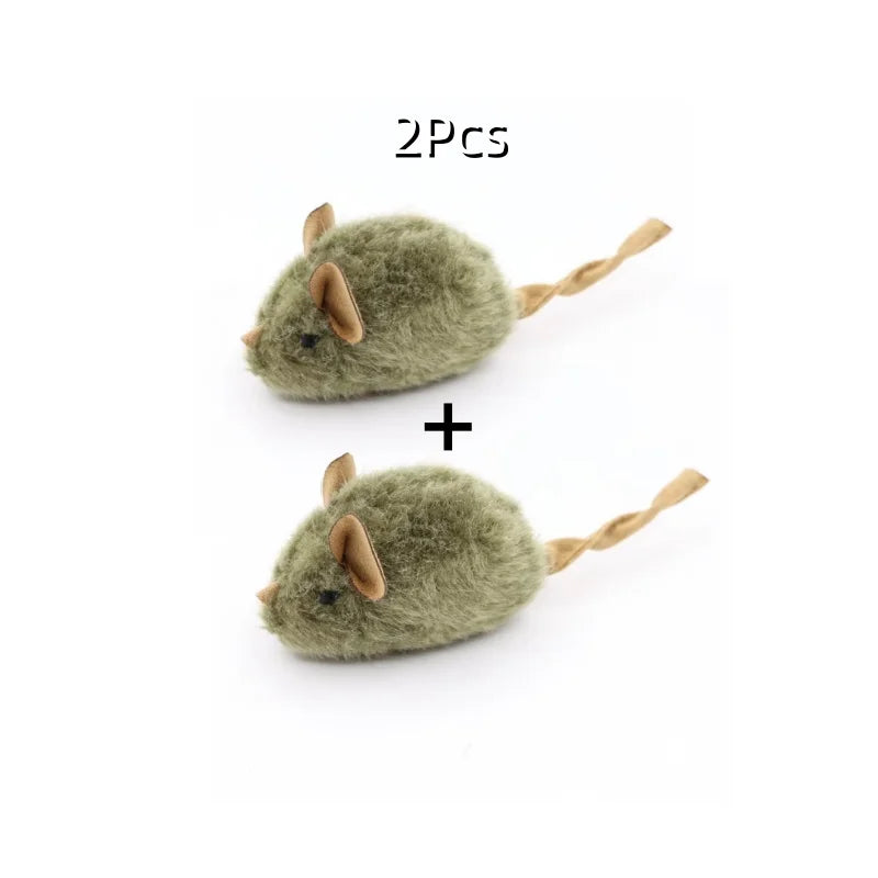 2Pcs Type Of Cat-teasing Plush Simulation Mouse Toy Long Plush Bird Chirping Mouse Scratch-resistant And Biting Interactive Toy