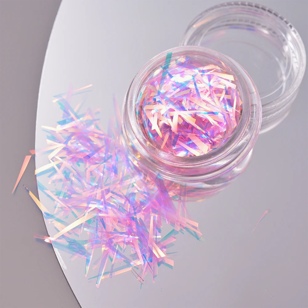 1Box Irregular Holographic Broken Glass Paper Aurora Nail Foil Decal Gradient Laser Flakes Sticker DIY Accessories Manicure Deco