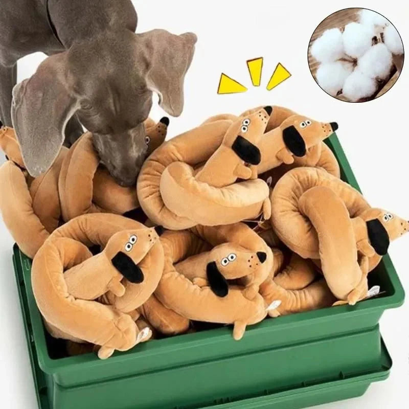 Squeaky Dachshund Plush Dog Toy Chew Resistant Long Sausage Puppy Toy Tug Toy Interactive Play Imitation Plush Pet Toy
