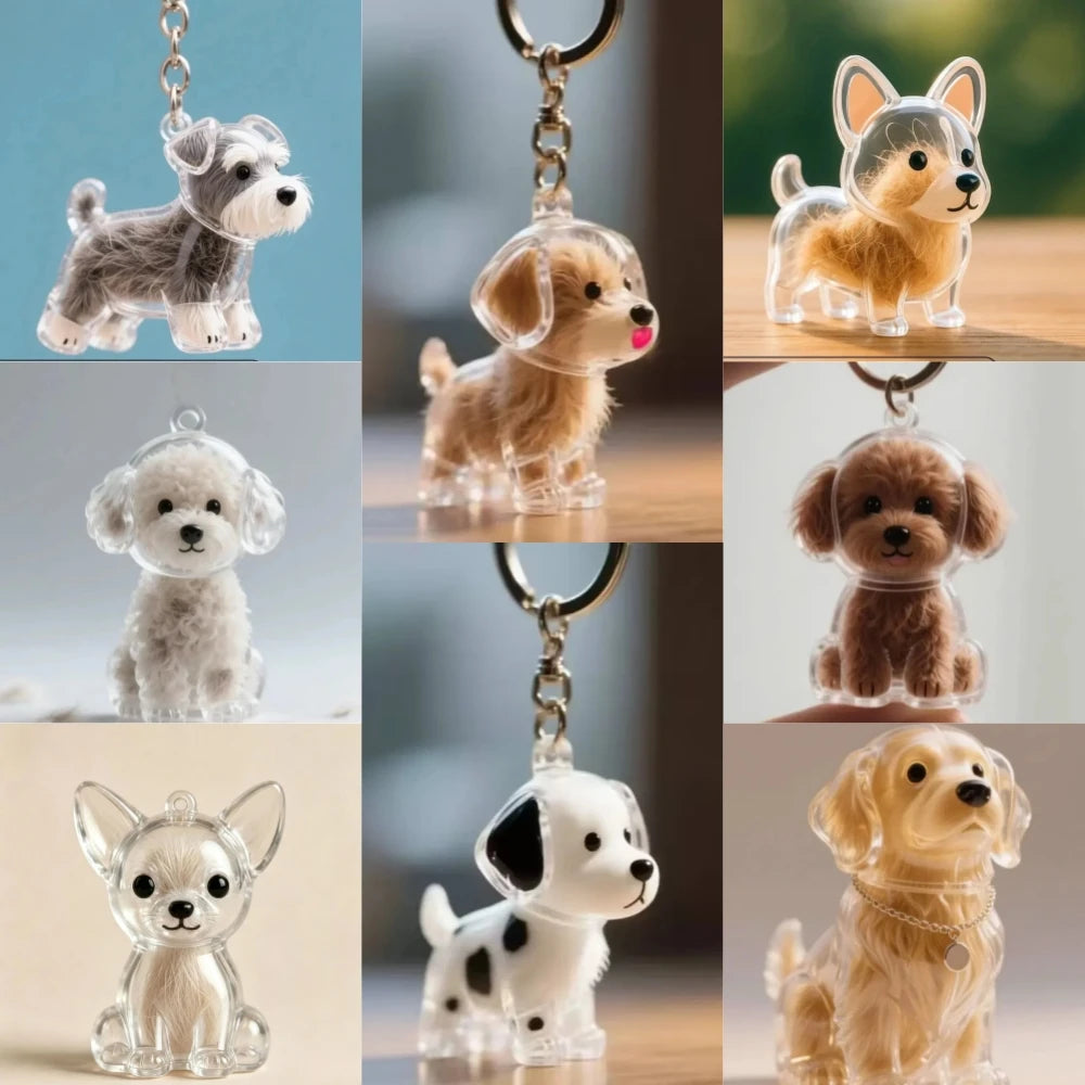 Dog Hair Storage Pendant Cute Keychain Bag Pendant Couple Car Key Chains Jewelry Souvenir Collection Gift Decoration Accessories