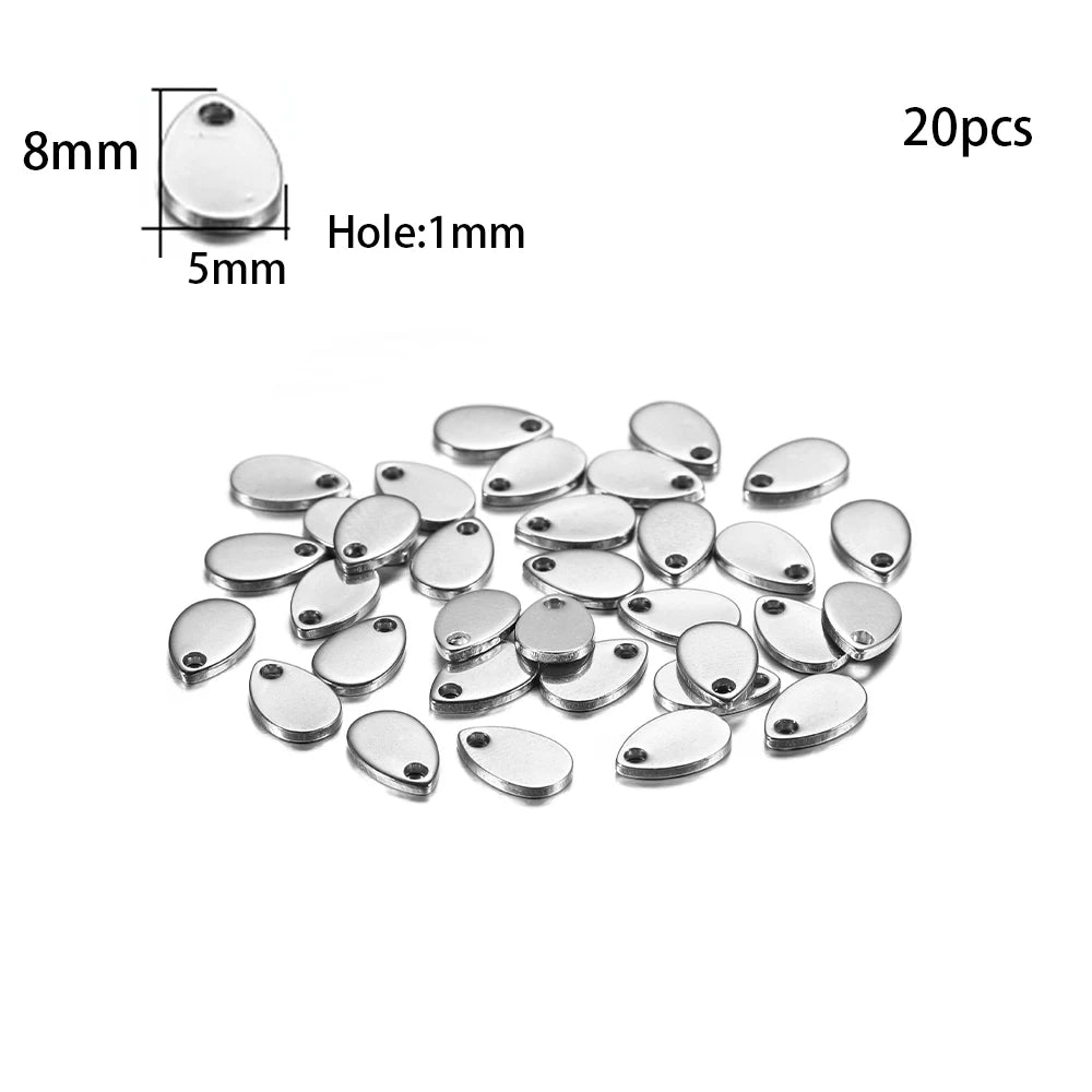 10-50Pcs Gold Stainless Steel Customized Dog Tag Heart-Shaped Oval Blanks Charm Pendant Charms For DIY Jewelry Making Supplies