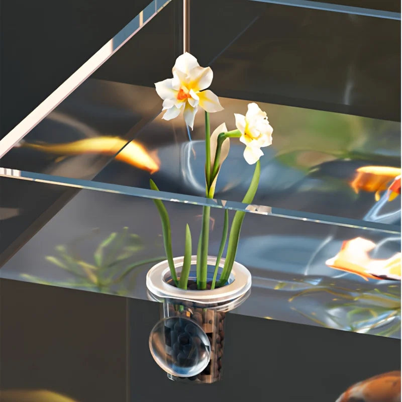 5Pcs Clear Plastic Aquarium Planting Cups with Suction Base -  Water Grass Grow Containers for Freshwater Fish Tank Decoration