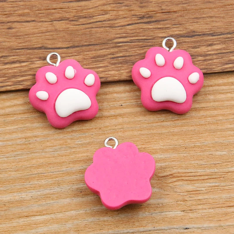 10PCS 20X22mm 7 Color Cat Claw Resin Charms DIY Cartoon Animal Earring Pet Choker Pendants Jewelry Accessory Make