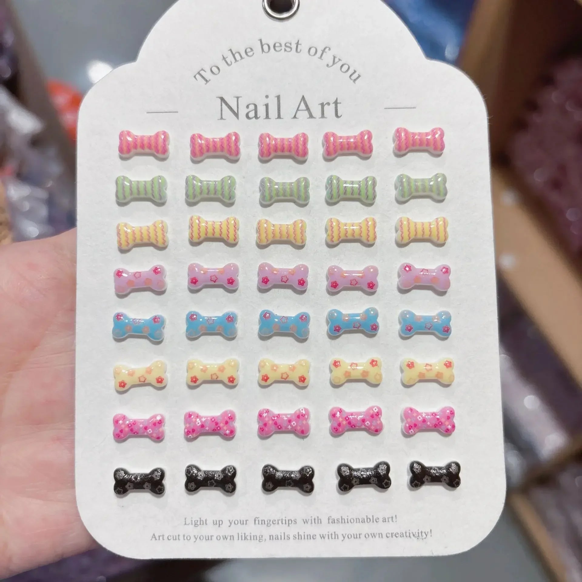 100Pcs Happy Dopamine Dog Bone Nail Charms - 3D Playful Resin Decor for Cheerful DIY Manicures