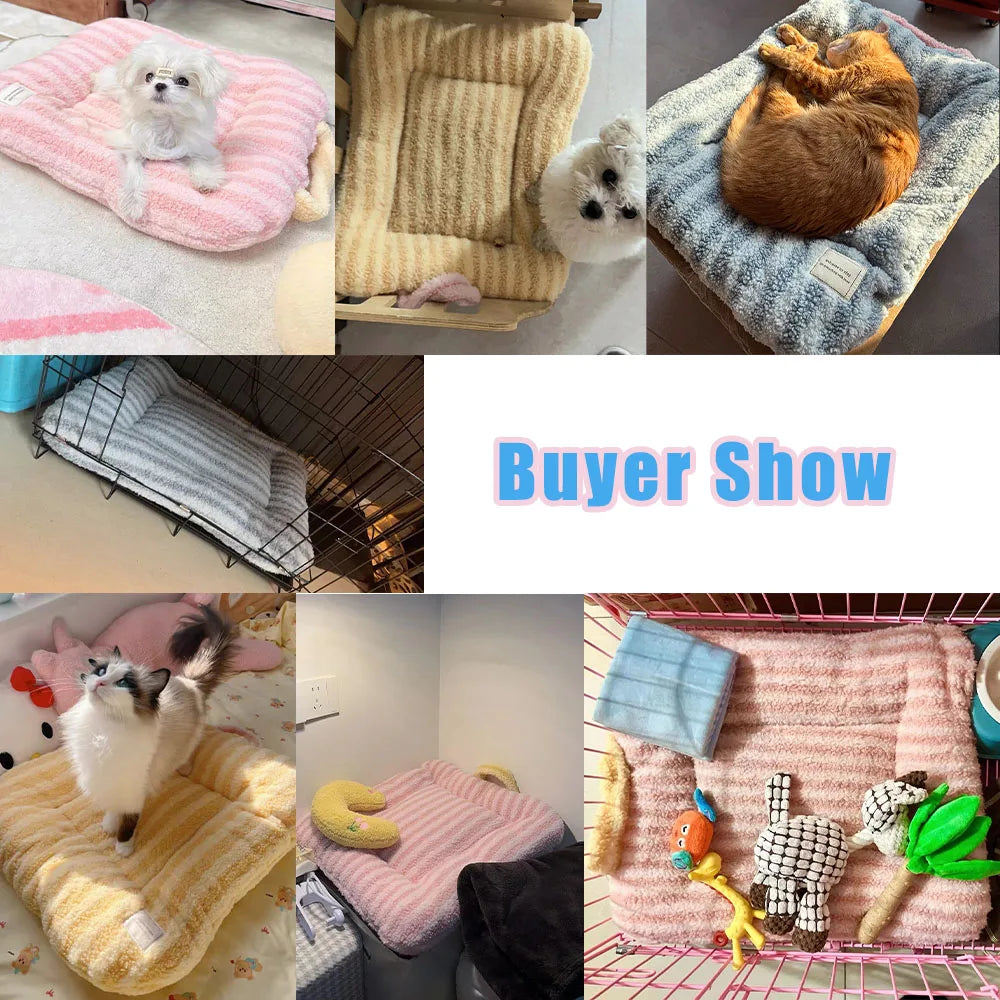 Cute Soft Pet Cat Bed Pad For Four Seasons Soft Plush Oval Comfortable Sleeping Washable for Small Medium Dogs/Cats Pet Products
