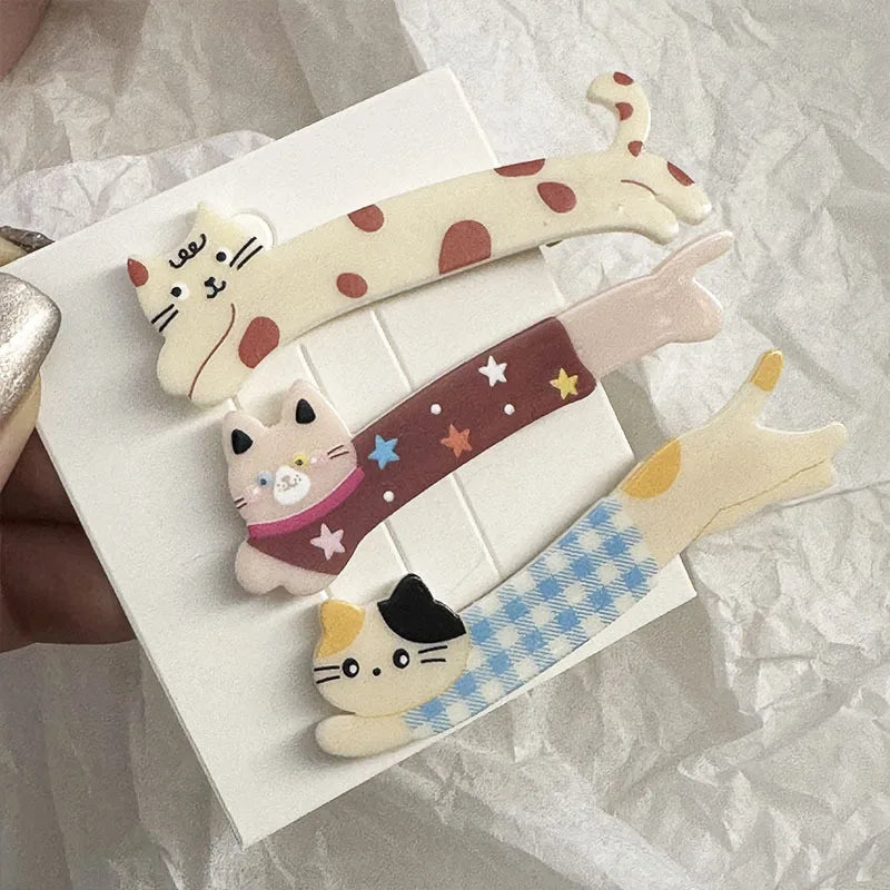 Cute long cat duckbill hair clip sweet girl heart bangs clip new Japanese and Korean cartoon headwear hair accessories for women