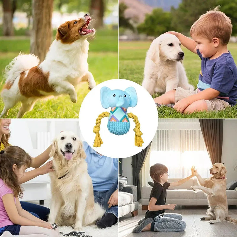 Soft Elephant Shape Plush Pet Toy Bite Resistant Stuffed Doll Puppy Interactive Play Toy for Indoor Outdoor Travel Home Use