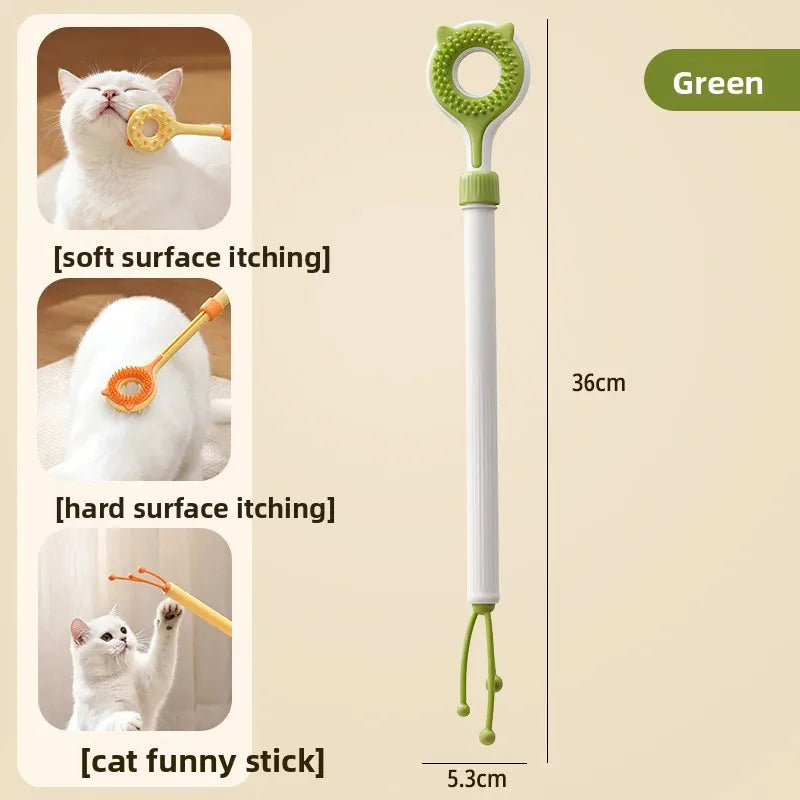 Interactive Cat Toy 2-in-1 Retractable Cat Teaser Cat Tickling & Massaging Toy for Kittens Relieve Boredom Pet Products